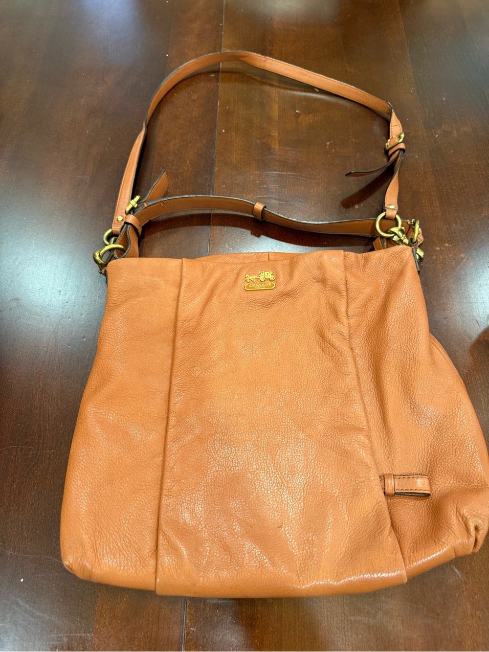 Coach Leather Shoulder Bag in Cognac Brown